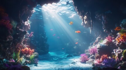 Colorful underwater coral reef scene