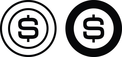 Coin Icon flat and line icon Simple outline logo.