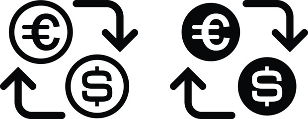 Exchange Rate Icon flat and line icon Simple outline logo