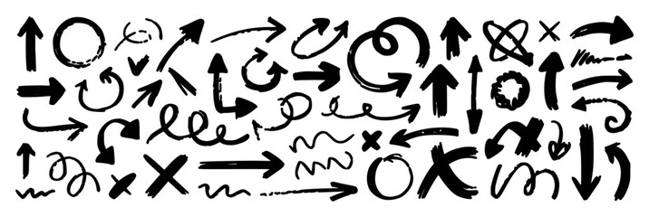 Black and White Abstract Arrows and Symbol Doodle Set