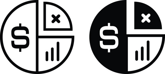 Pie Chart Icon flat and line icon Simple outline logo.