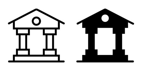 Bank Icon flat and line icon Simple outline logo.
