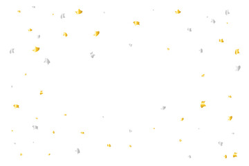 Tiny Silver And Gold Confetti on White Background. Celebration Party Banner. Vector Illustration