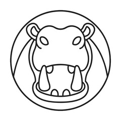 Hippopotamus head outline simple design vector graphic illustration for childrens books and educational material