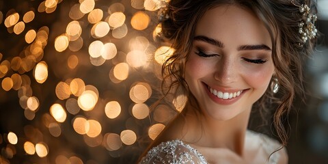 Radiant bride smiling with joy on her wedding day
