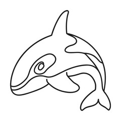 Orca killer whale outline black and white vector graphic simple and minimalist marine animal illustration