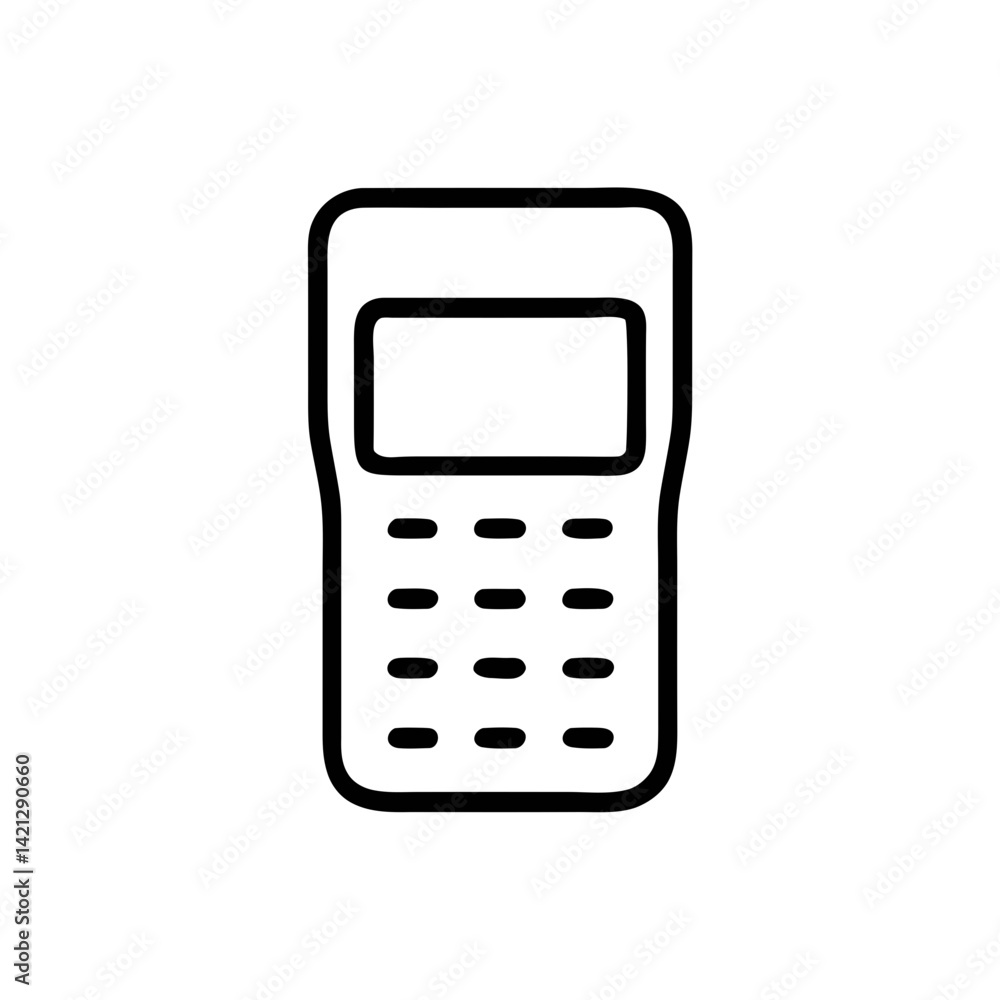 Poster minimalist black line art vector icon of a calculator device