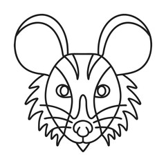 Cute mouse face outline graphic minimalist rodent drawing line art style illustration vector