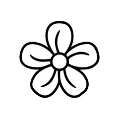 Minimalist Black Line Art Vector Icon of a Five-Petal Flower