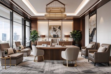 Fototapeta premium Elegant Corporate Office Interiors with Premium Furniture and Contemporary Features