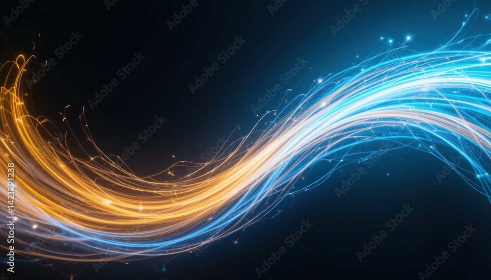 Poster dynamic flow of light waves abstract background digital art creative space vibrant energy visual con