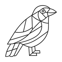 Stylized bird illustration minimalist geometric design black outline bird shape modern graphic artwork