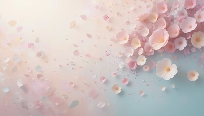 Delicate floral petal cascade abstract background digital art soft colors aesthetic design dreamy atmosphere
