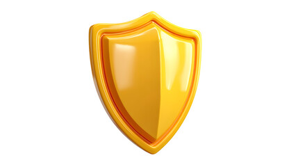 3d rendered golden shield and privacy icon isolated on white or transparent background