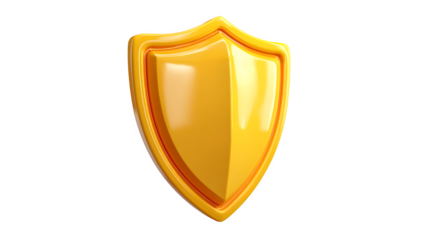 3d rendered golden shield and privacy icon isolated on white or transparent background