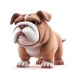 Naklejka premium Cartoon bulldog figurine, posed in a neutral stance.