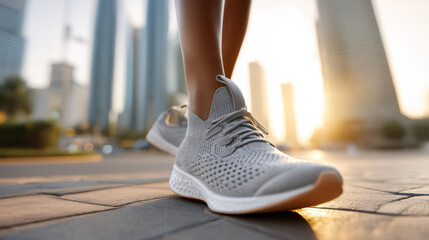 Urban Running Shoes in the Morning Sun