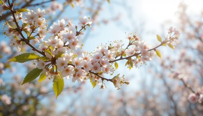 Obraz premium Blossoming cherry trees in spring nature photography vibrant environment soft light viewpoint floral concept for serenity