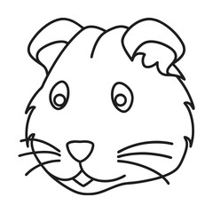 Guinea pig head simple line art illustration pet animal cute rodent outline vector graphic isolated