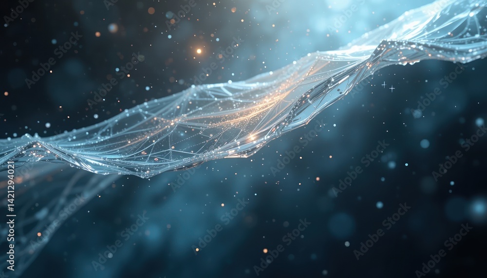 Poster dynamic energy flow visualization abstract concept digital artwork ethereal environment close-up vie