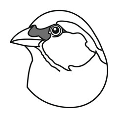 Sparrow head line art vector graphic minimalist bird illustration design element isolated