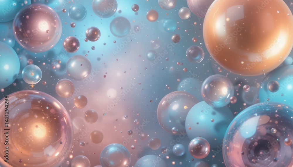Poster explosive colorful bubbles floating through a dreamlike space abstract art modern digital creation s
