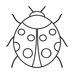 Ladybug line art illustration of insect nature and cute design for childrens books