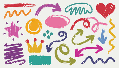 Bright Hand Drawn Doodle Arrows and Shapes Collection