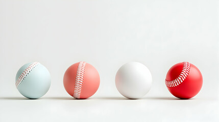 Row of Pastel Colored Balls on White Background