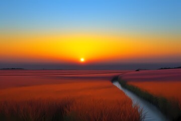 sunset over the field