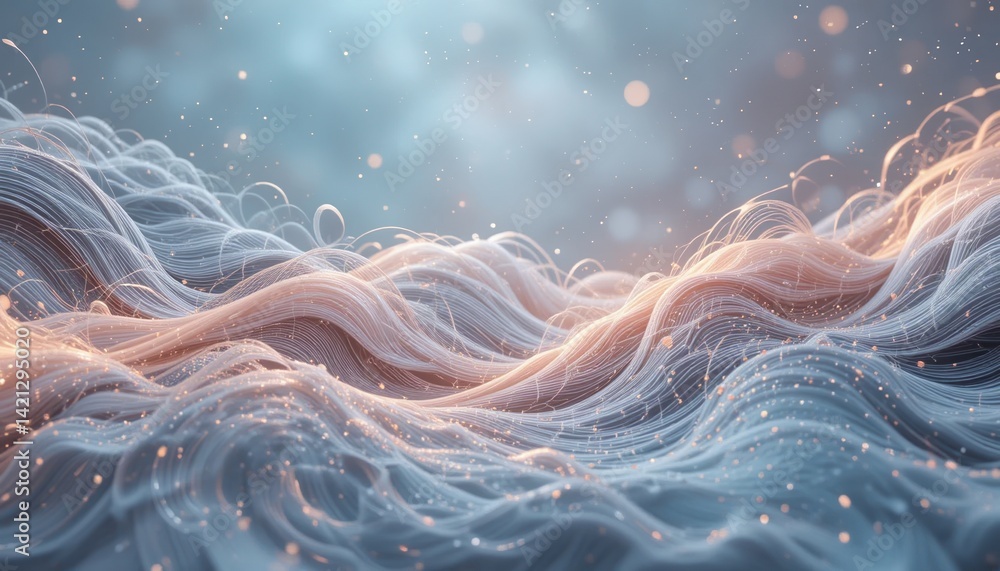 Poster captivating flow of abstract waves digital realm artistic visualization ethereal environment close-u