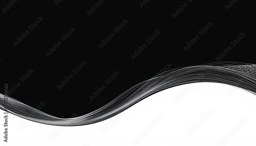 Poster dynamic black wave abstract artwork studio setting digital art minimalist style side view contempora