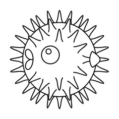 Line art of a pufferfish vector illustration in black and white simple cartoon graphic design