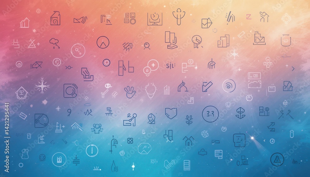 Aufkleber abstract graphic design elements and icons showcase digital space visual content colorful environmen