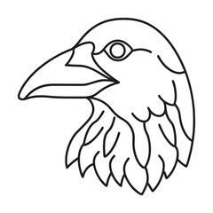 Elegant raven head outline vector illustration minimalist bird symbol for graphic design projects