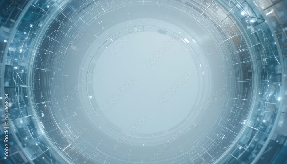Poster exploring the digital realm abstract circular design futuristic technology 3d digital art high-tech 