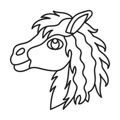 Horse head outline vector illustration simple black and white drawing of a mane animal