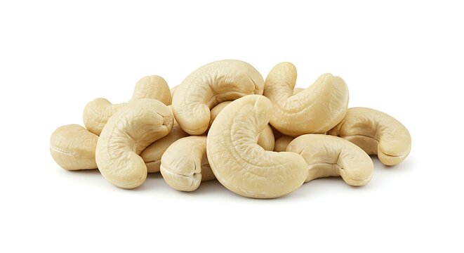 White cashew nuts white background. Brazilian food