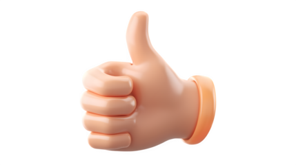 3d rendered glossy icon of thumb up isolated on white