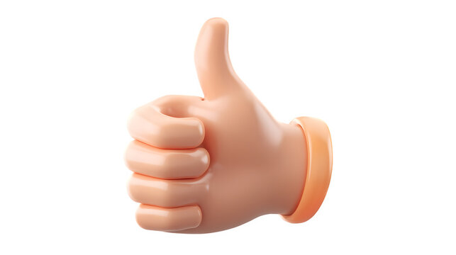 3d rendered glossy icon of thumb up isolated on white