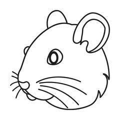 Line art illustration of mouse head simple outlined animal design for coloring book page or icon