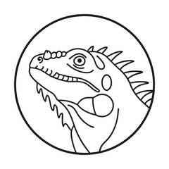 Obraz premium Minimalist outline illustration of an iguana head inside a circle design element