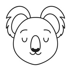 Cute koala face outline illustration isolated on white background suitable for coloring books and childrens designs