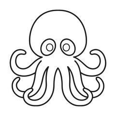 Simple octopus outline vector illustration nautical theme marine animal creature black and white minimalist design