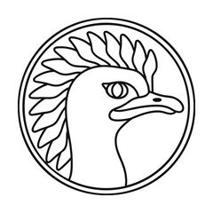 Simplified outline of bird head in circular frame elegant minimalist line art design