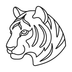 Black and white tiger head line art minimalist design graphic illustration simple outline symbolic representation