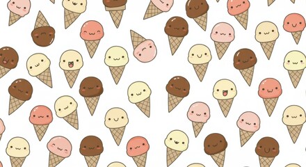 A Pattern of Mini Hand-Drawn Ice Cream Cones