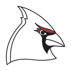 Simplified cardinal head illustration emblem depicting a sleek design suitable for sports teams and organizations