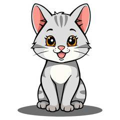 Smiling Gray Cartoon Kitten