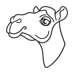 Simple outline illustration of a camel head vector drawing desert animal icon silhouette